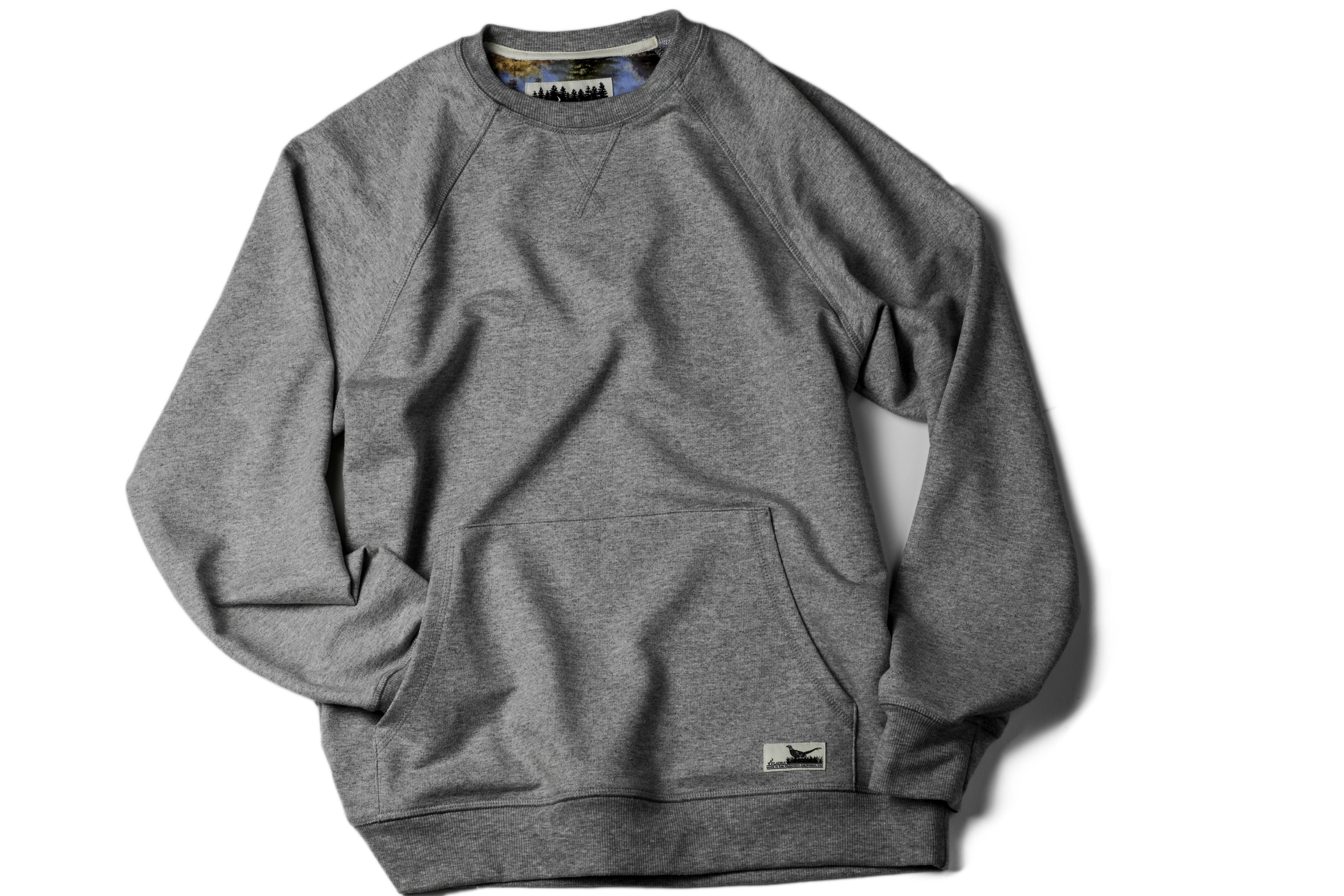 Men's Ash Grey Pocket Crew Sweatshirt