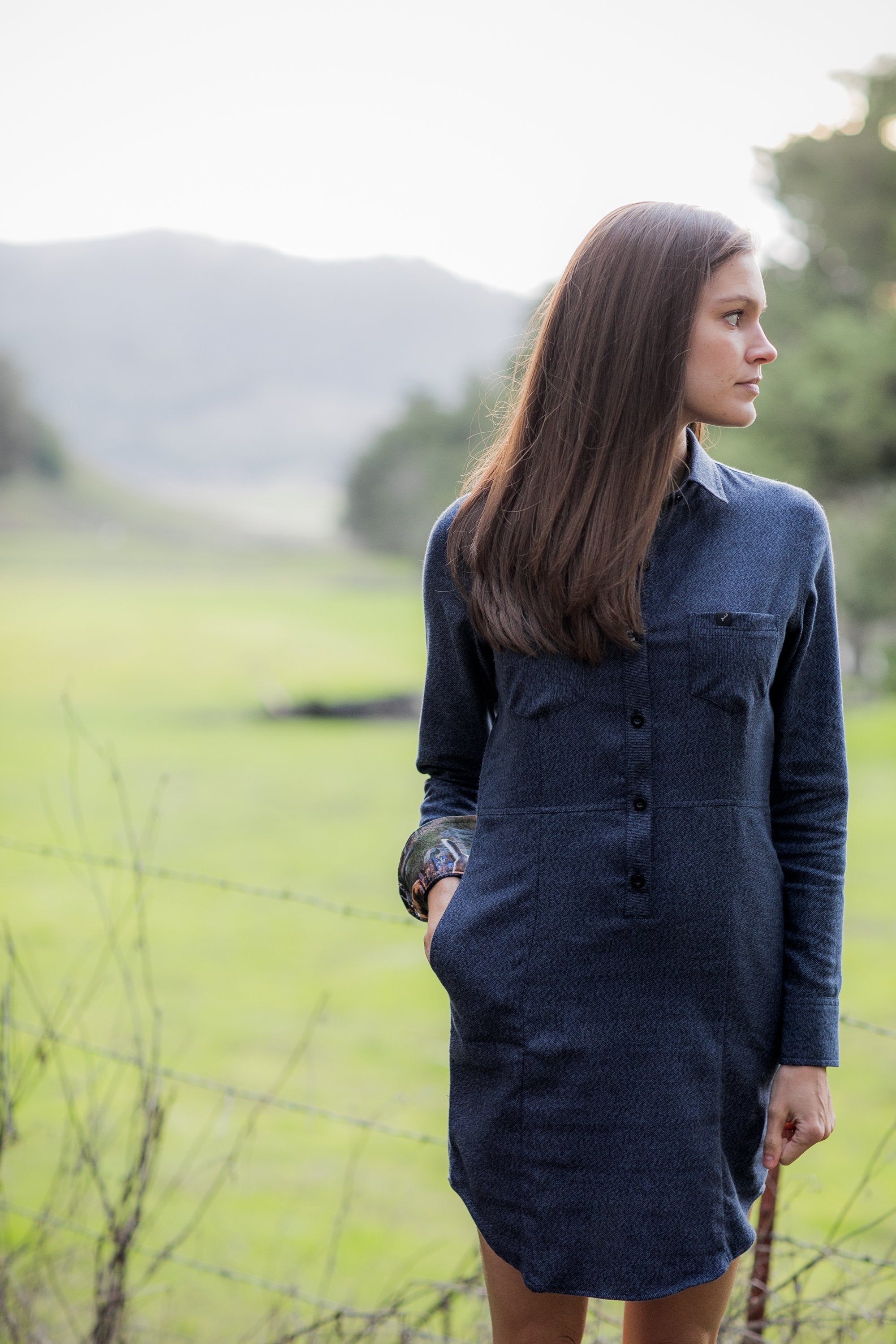 Women's Shirt Dress - Midnight Blue