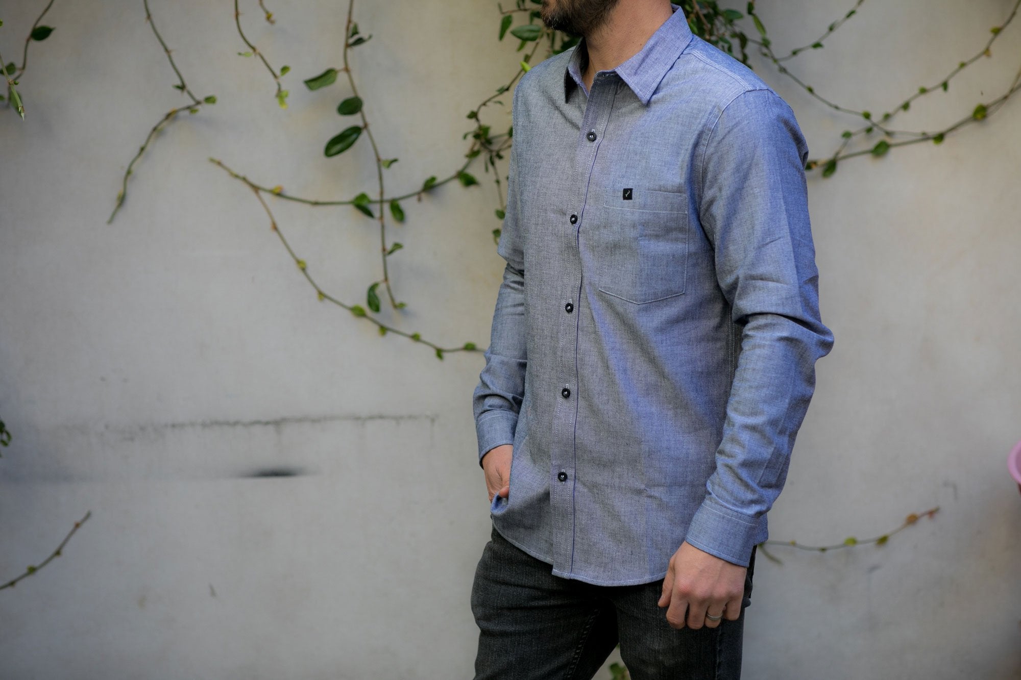 Men's Elli - Indigo Slate Blue Chambray